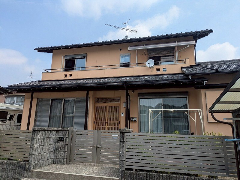 築17年和風　断熱塗料ガイナ　外壁塗装・屋根漆喰工事施工事例　薄いオレンジ系　岩倉市K様（NO.24630）