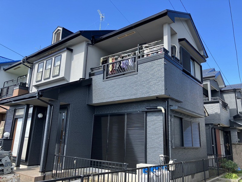高耐久塗料2種類使用　高耐久スーパームキコート+断熱塗料ガイナ　外壁塗装・屋根塗装工事施工事例　グレー系・ベージュ系　大口町W様（NO.25552）