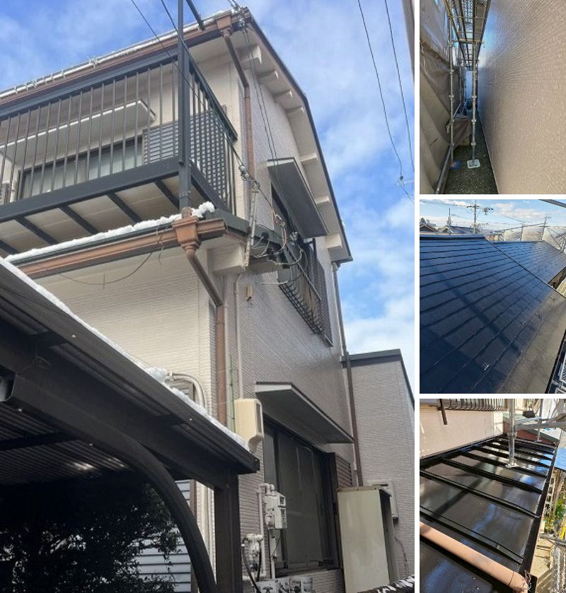 築46年外壁2面塗装　高耐久スーパームキコート　外壁・屋根塗装工事施工事例　ベージュ系　扶桑町M様（NO.25171）