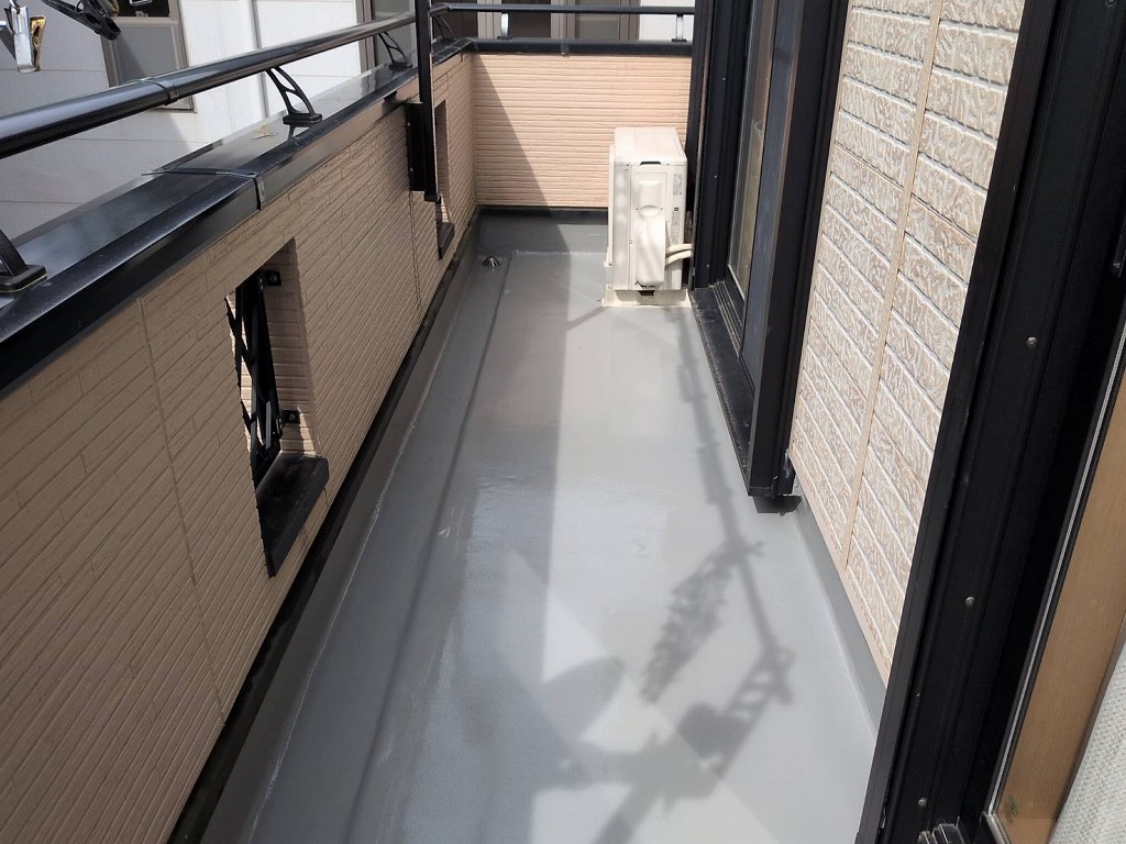 ベランダ防水｜ウレタン塗膜防水、通気緩衝工法10㎡の施工事例　北名古屋市M様邸　(No.27650）