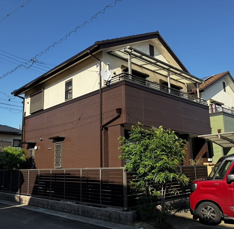 外壁塗装｜築20年　高耐久スーパームキコートで外壁塗装事例　ベージュ・ブラウン系　江南市U様（NO. 28143 )
